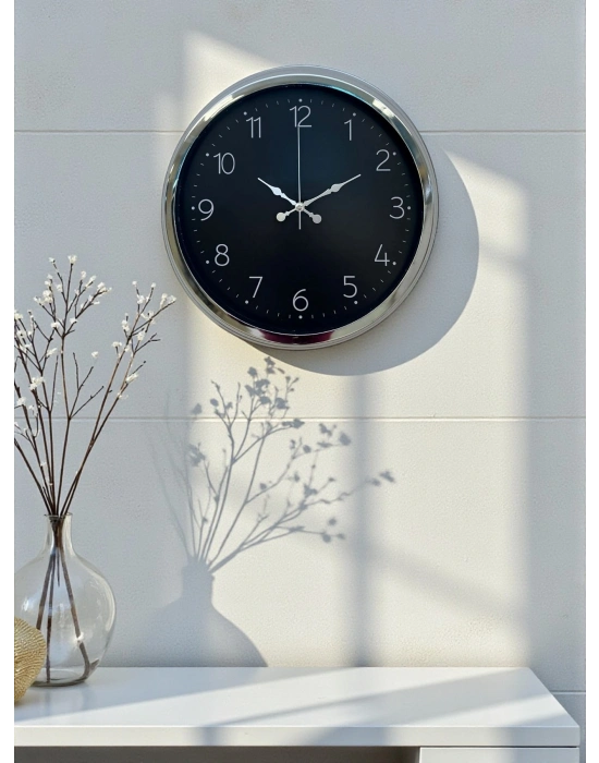 ® Dekoratif Ve Şık 40 Cm Krom Metal Duvar Saati