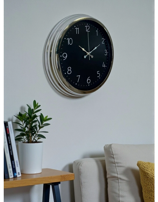 ® Dekoratif Ve Şık 40 Cm Krom Metal Duvar Saati