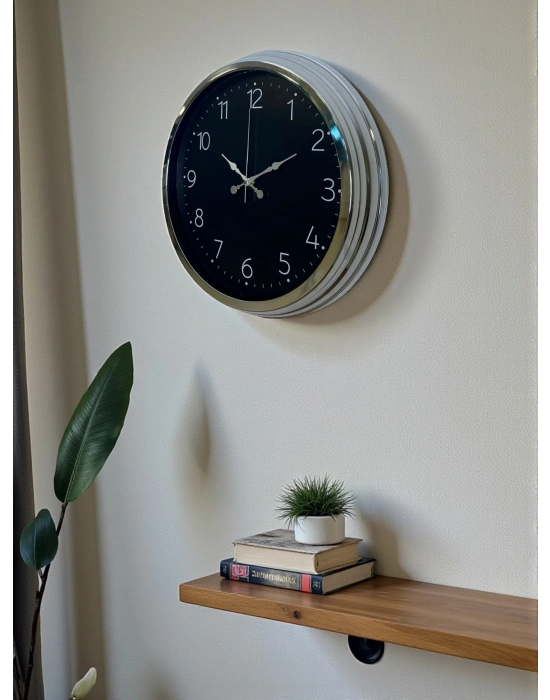 ® Dekoratif Ve Şık 40 Cm Krom Metal Duvar Saati