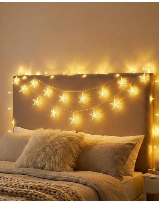 ® Dekoratif Yıldız LED Aydınlatma 5 Metre Sabit Işık İç Mekan Kullanım