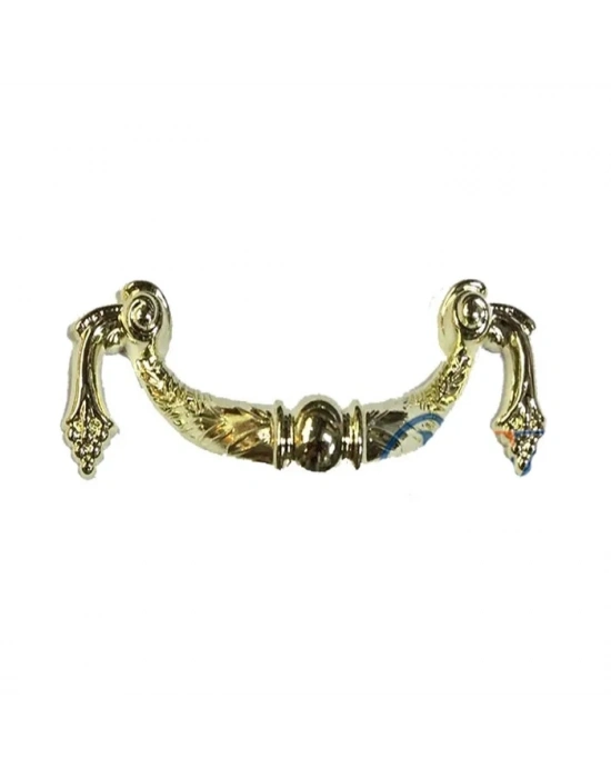 Dekoratif Zamak Üzümlü Kulp - 64mm, Sarı, 1 Adet