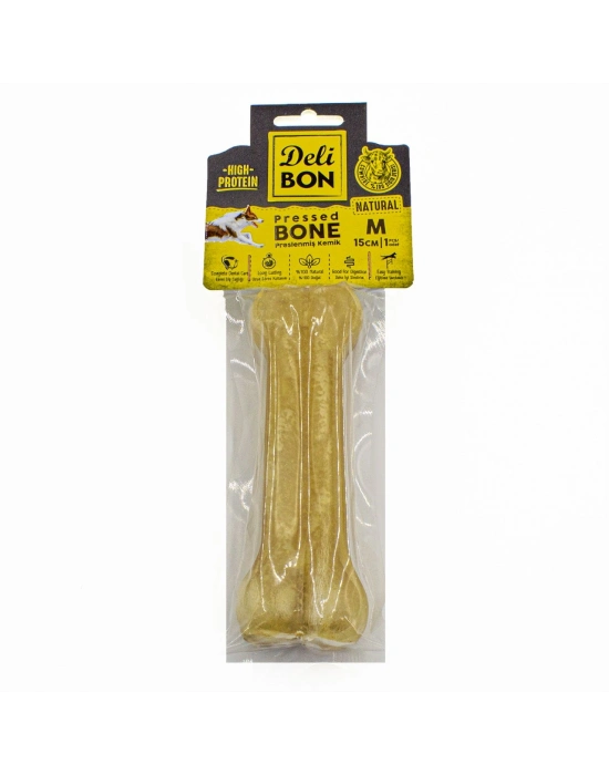 Delibon Deri Köpek Çiğneti Pres Kemik 1x15cm Natural