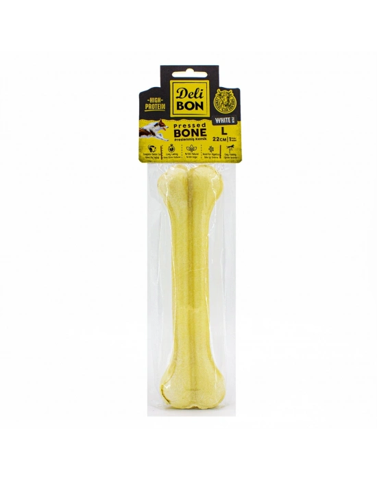 Delibon Deri Köpek Çiğneti Pres Kemik 1x22cm Beyaz