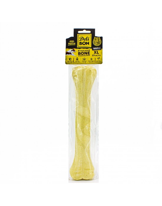 Delibon Deri Köpek Çiğneti Pres Kemik 1x27cm Beyaz
