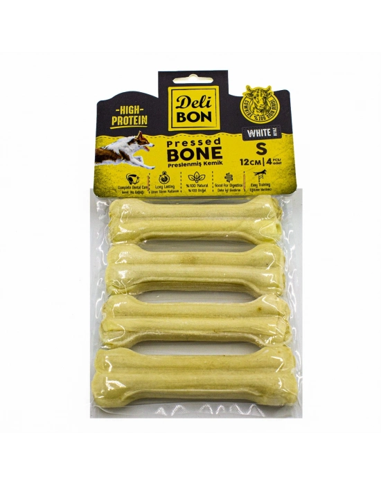 Delibon Deri Köpek Çiğneti Pres Kemik 4x12cm Beyaz