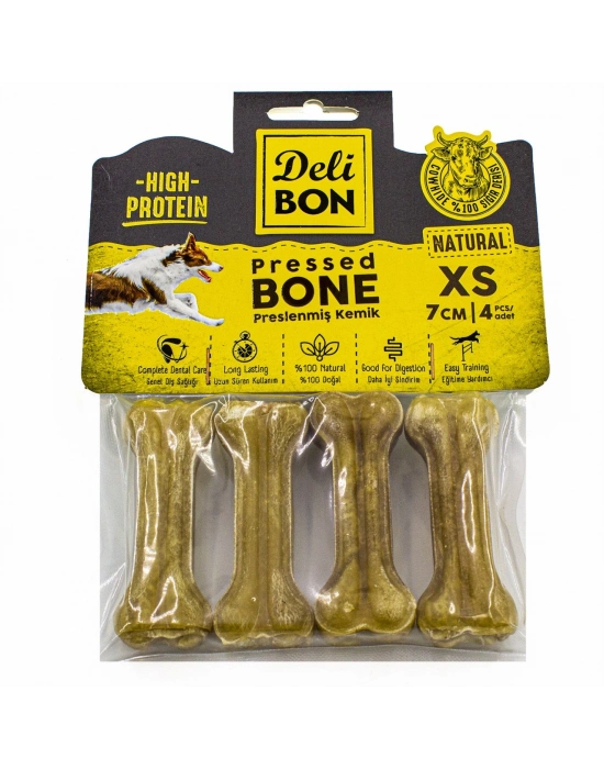 Delibon Deri Köpek Çiğneti Pres Kemik 4x7cm Natural