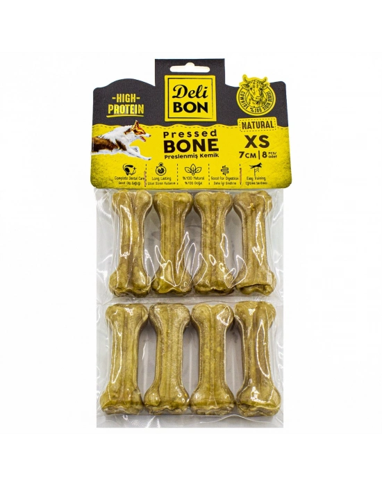 Delibon Deri Köpek Çiğneti Pres Kemik 8x7cm Natural