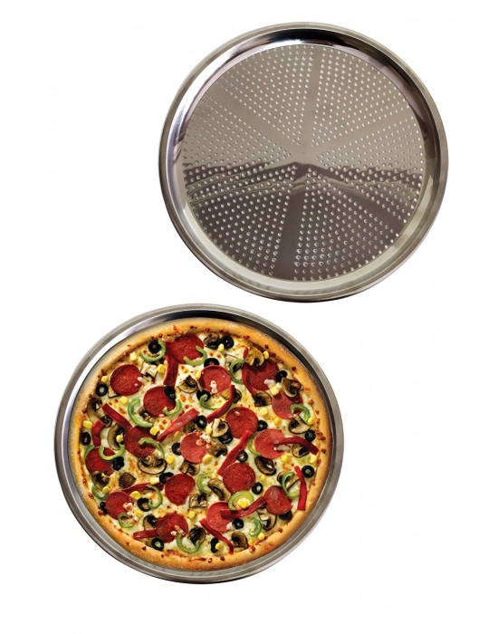 Delikli Çelik Pizza Ve Lahmacun Tepsisi Orta Boy -32  Cm
