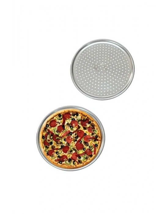 Delikli Çelik Pizza Ve Lahmacun Tepsisi Orta Boy -32  Cm