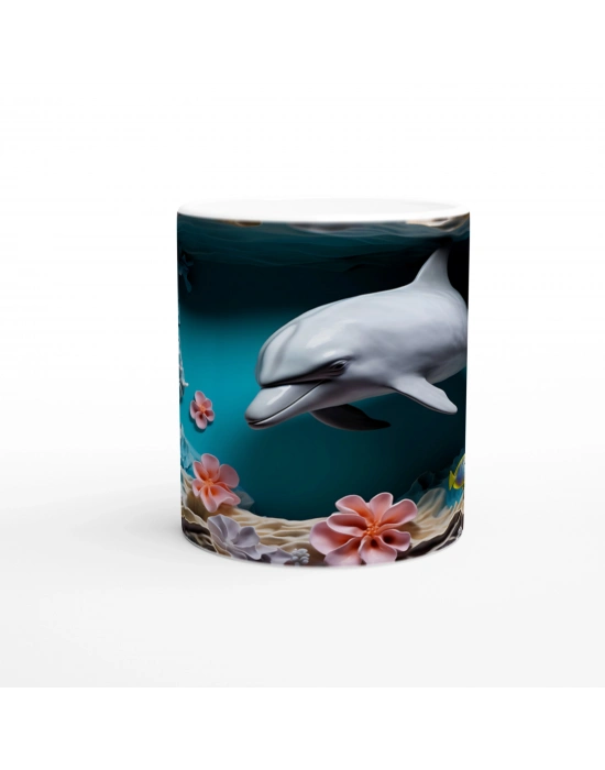 Deniz Bahçesinde Oyun Oynayan Sevimli Yunus Kupa Bardak