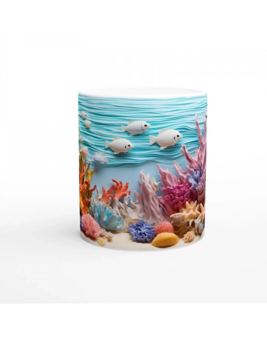 Deniz Dalgaları ve Renkli Mercanlar Kupa Bardak