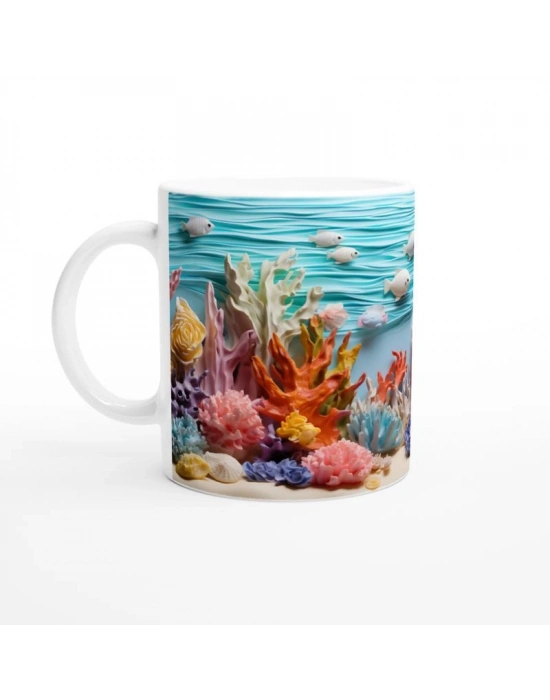 Deniz Dalgaları ve Renkli Mercanlar Kupa Bardak