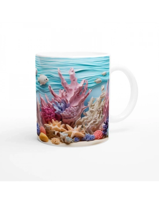 Deniz Dalgaları ve Renkli Mercanlar Kupa Bardak