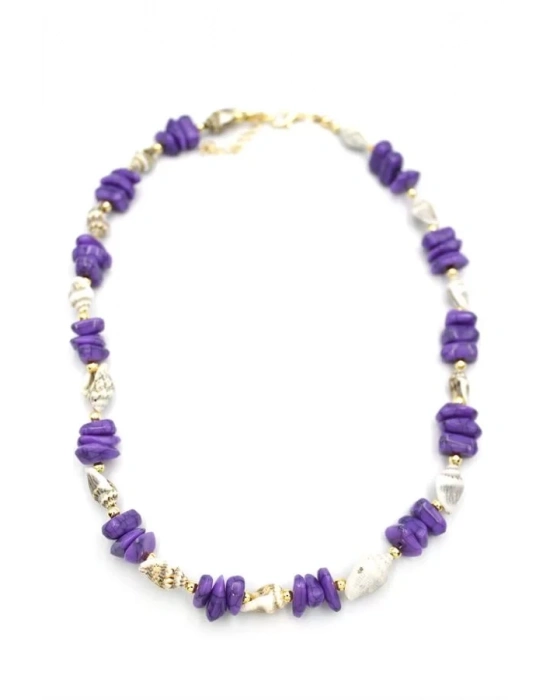 Deniz Kabuğu Kolye - Mor