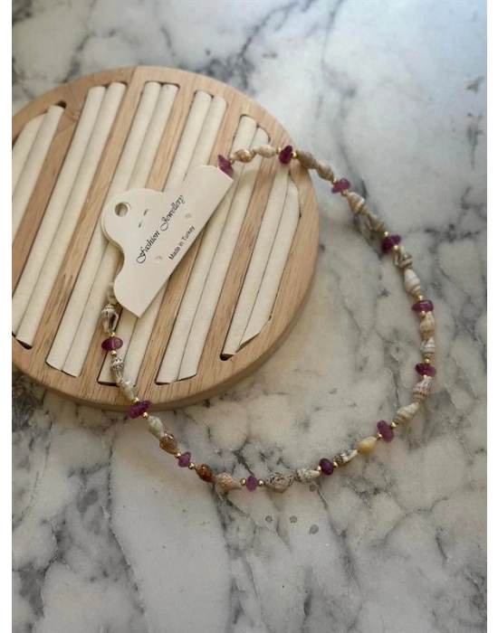 Deniz Kabuğu Kolye - Mor