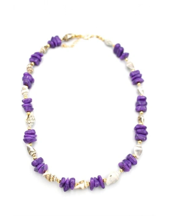 Deniz Kabuğu Kolye - Mor