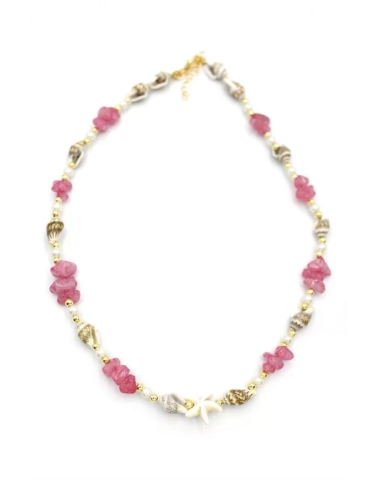 Deniz Kabuğu Kolye - Nar Çiçeği