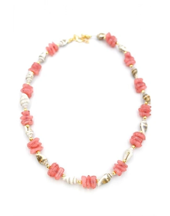 Deniz Kabuğu Kolye - Nar Çiçeği