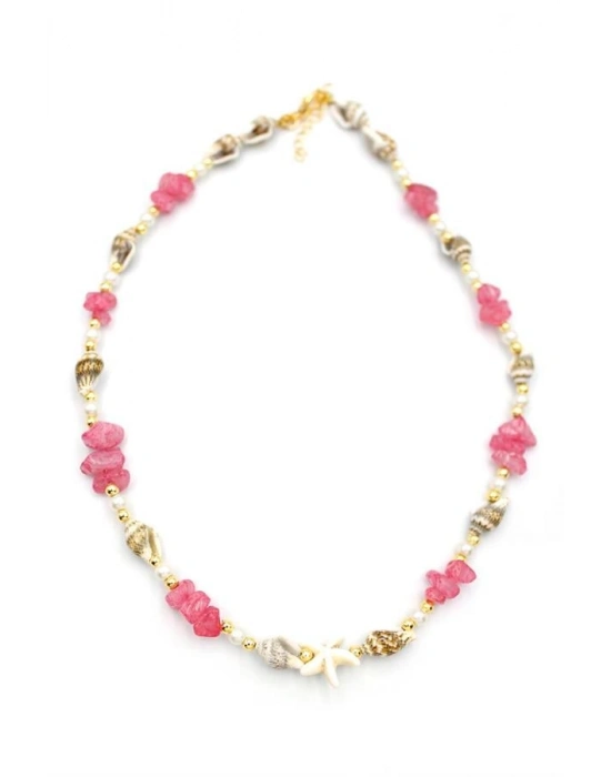 Deniz Kabuğu Kolye - Nar Çiçeği