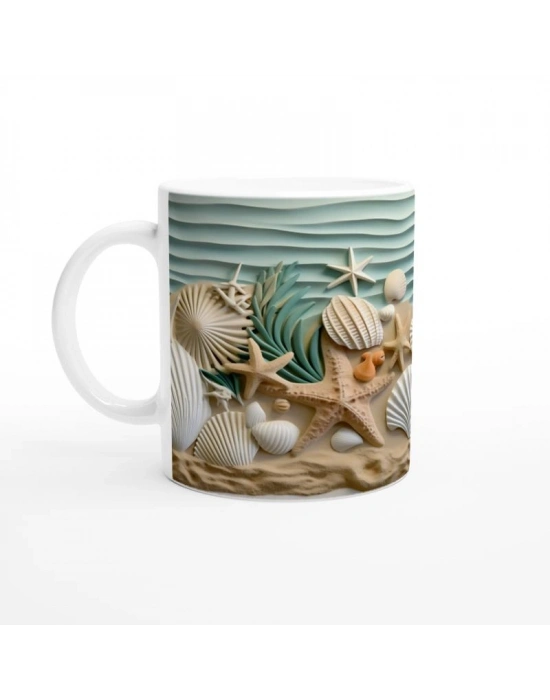 Deniz Kabuğu ve Yıldızlarla Süslenmiş Tropik Su Altı Temalı Kupa Bardak