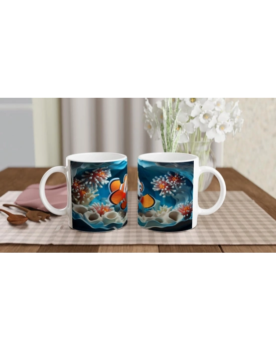 Deniz Mağarasında Sevimli Palyaço Balığı Baskılı Kupa Bardak