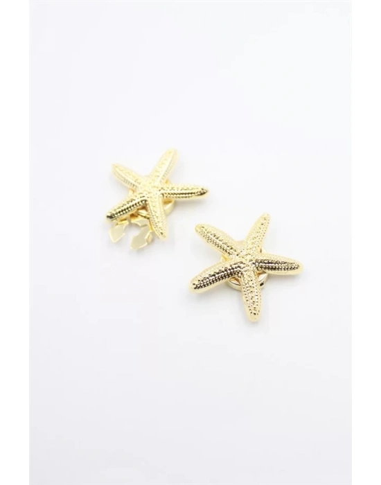 Deniz Yıldızı Düğme Broşu - Altın