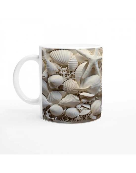 Deniz Yıldızları ve Kabuklarla Bezeli Su Altı Temalı Kupa Bardak