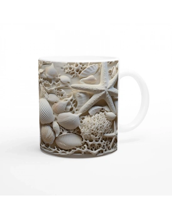 Deniz Yıldızları ve Kabuklarla Bezeli Su Altı Temalı Kupa Bardak