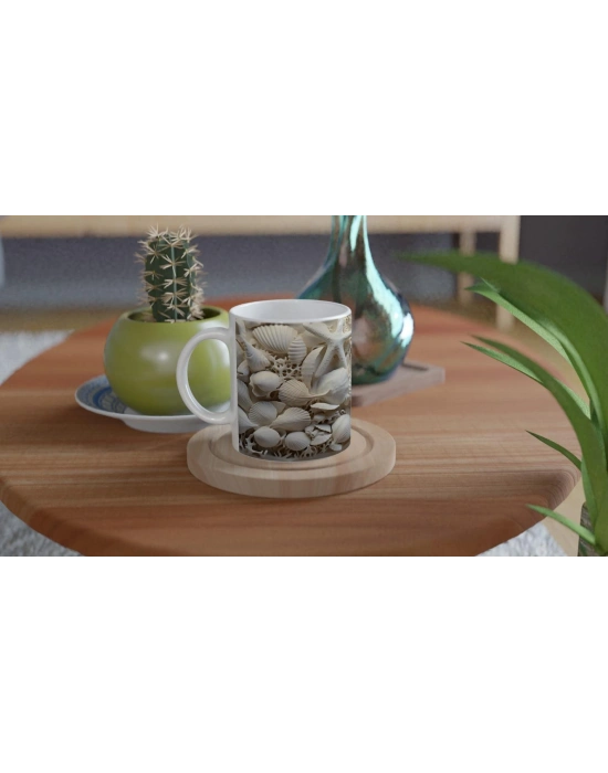 Deniz Yıldızları ve Kabuklarla Bezeli Su Altı Temalı Kupa Bardak