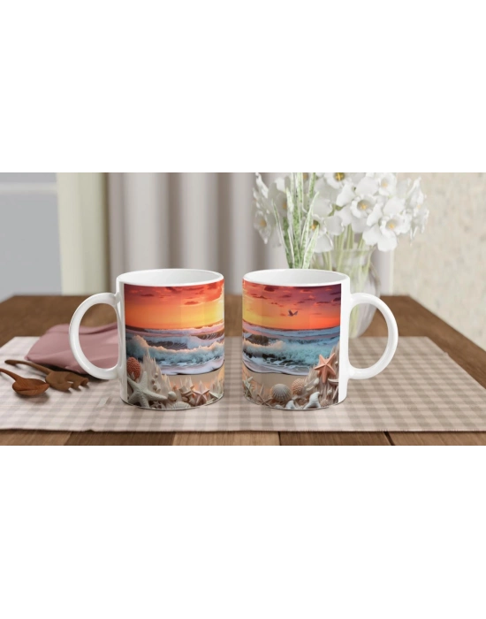 Deniz Yıldızlarıyla Gün Batımı Kupa Bardak