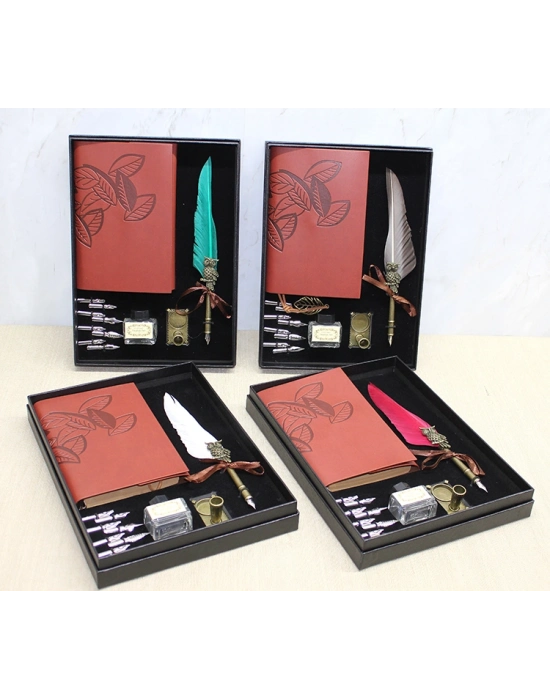 Deri Defterli Divit Hokka Seti Model 1