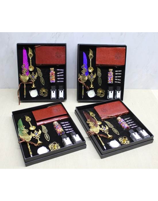 Deri Defterli Divit Hokka Ve Mühür Seti Model 2