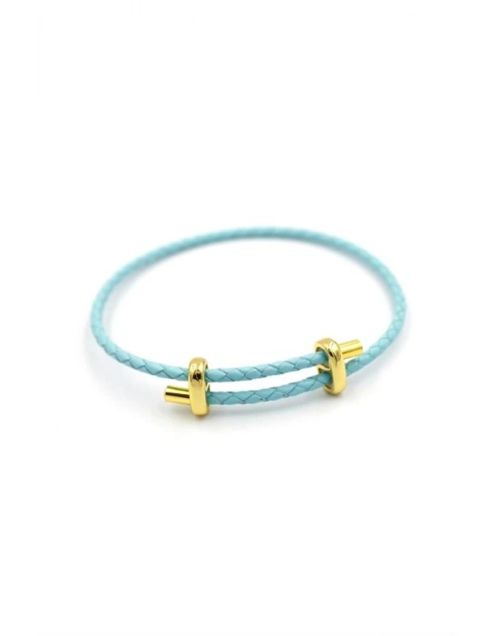 Deri Hasır Bileklik - Turkuaz