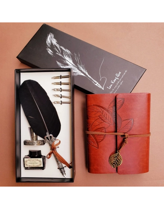 Deri Hatıra Defteri Ve Divit Mürekkepli Kalem Seti