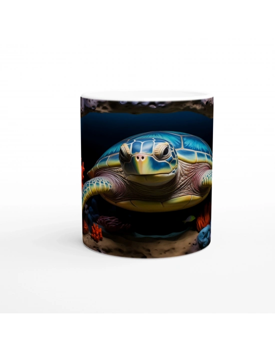 Derin Mavi Kabuklu Deniz Kaplumbağası Kupa Bardak