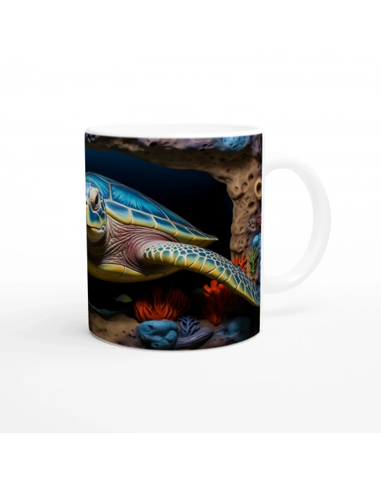 Derin Mavi Kabuklu Deniz Kaplumbağası Kupa Bardak