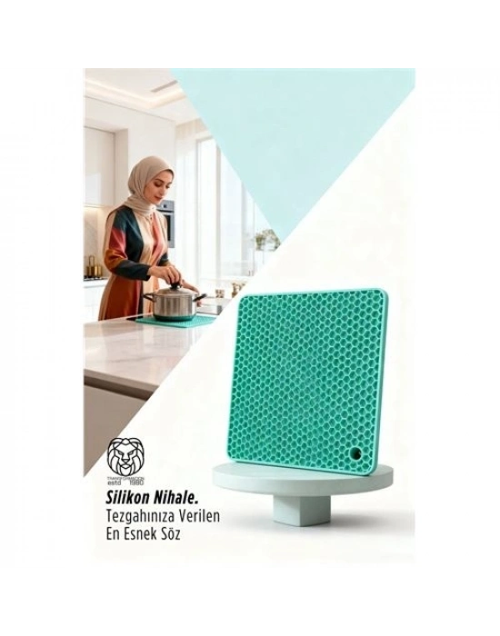 ® Derin Su  Serisi - Isıya Dayanıklı Bal Peteği Kaymaz Silikon Kare Nihale