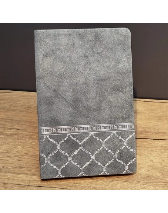 Desenli Gri Deri Defter