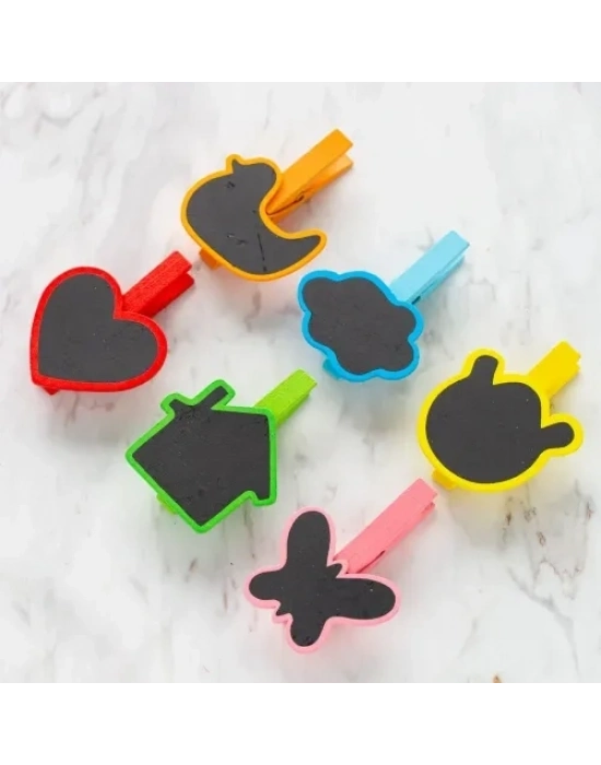 Desenli Notlu Ahşap Mandal (6lı Set - 10 Paket)