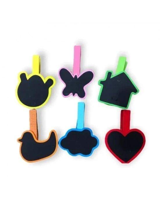 Desenli Notlu Ahşap Mandal (6lı Set - 10 Paket)
