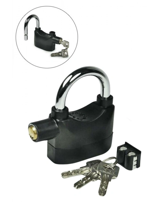 ®  Desibel Siyah Alarmlı Çok Fonksiyonlu Ekstra Güvenlikli Kare Asma Dolap Kilidi