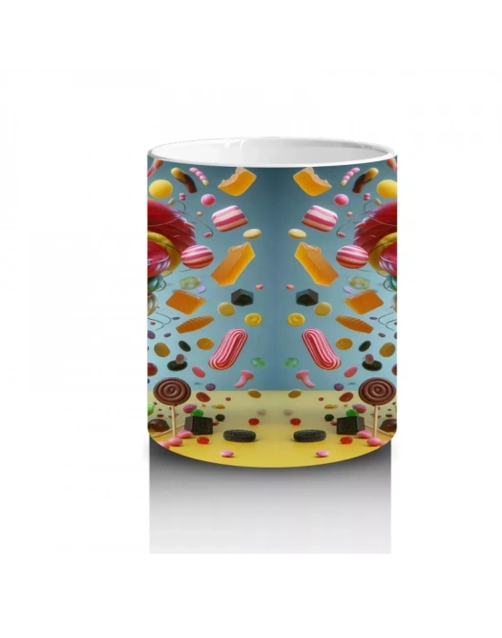 Dev Spiral Şekerler ve Göz Dönmesi Efektiyle Eğlenceli Cadılar Bayramı Baskılı Kupa