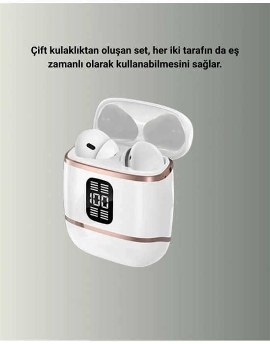 ® Dijital Göstergeli Bluetooth Kulakiçi Kulaklık – 4’lü Paket, Gürültü Engellemeli