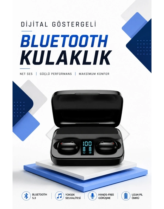 Dijital Göstergeli Bluetooth Kulaklık Kablosuz TWS Stereo Bluetooth 5.0