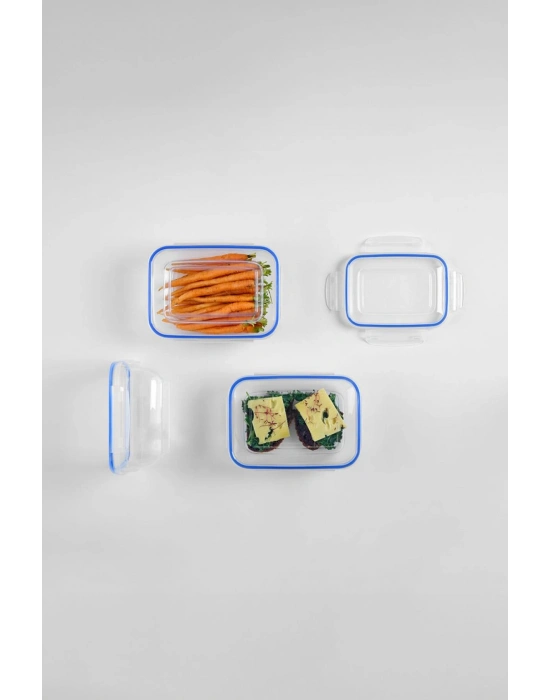 Dikdörtgen 5 Parça Contalı Vakumlu Sızdırmaz Hava Almaz Saklama Kabı Seti (4000/2300/1400/900/400 Ml)