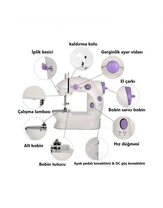 Dikiş Makinesi Mini Pedallı Elektrikli