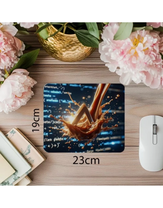Dinamik Kod + Kahve Etkileşimli Mouse Pad - 19x23 cm 2 mm Dikdörtgen İthal Baskılı Mouse Pad
