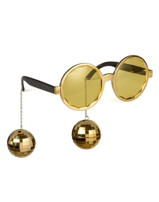 Disko Toplu Küpeli Parti Gözlüğü Altın Renk