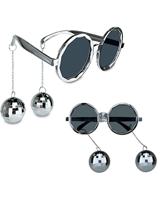 Disko Toplu Küpeli Parti Gözlüğü Gümüş Renk