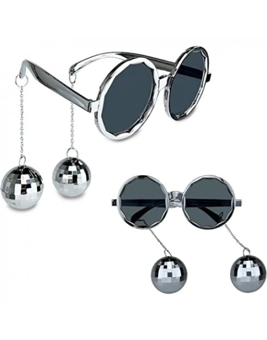 Disko Toplu Küpeli Parti Gözlüğü Gümüş Renk